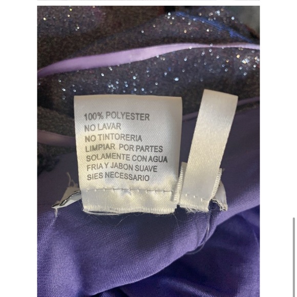 NWT Ieena Mac Duggal Dress Long Metallic Glittered Slit Evening Purple - Picture 5 of 9